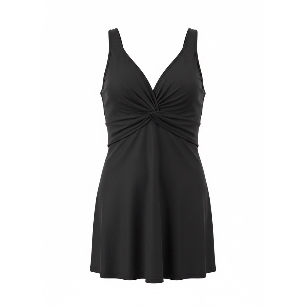 Shapermint Essentials Knot-Front Swim Dress Black One Piece 3XL 81006 NWT